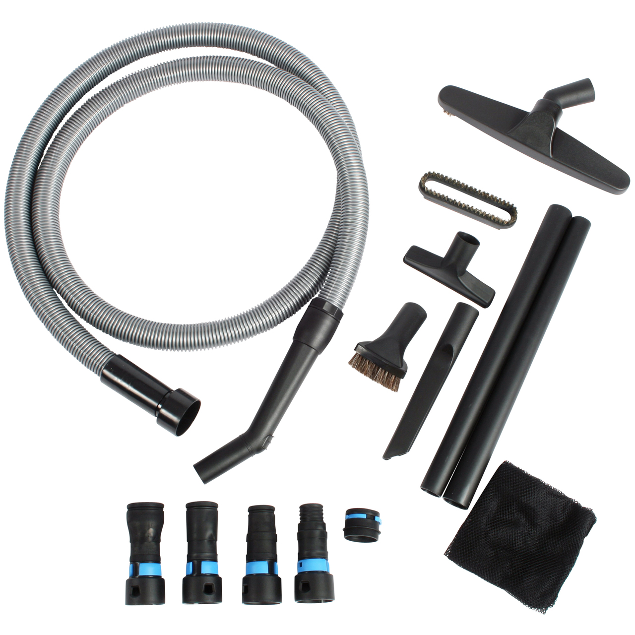 Quick Click Home Shop Vacuum Hose with Power Tool Adaptor Set and Clean-up Tools