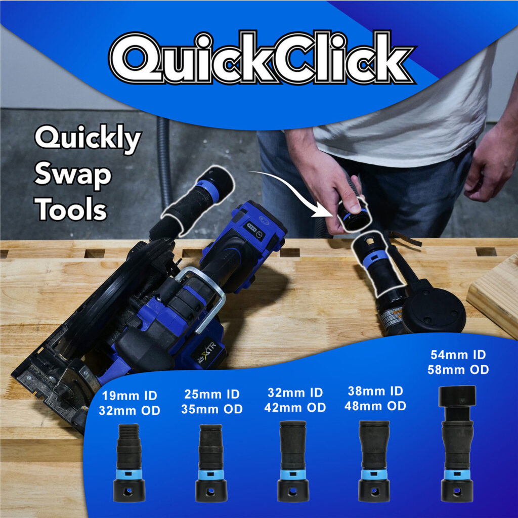 Quick Clic Extractor Quick Click 32mm Expanded Multi-Brand Power Tool Adaptor Set for Dust ...